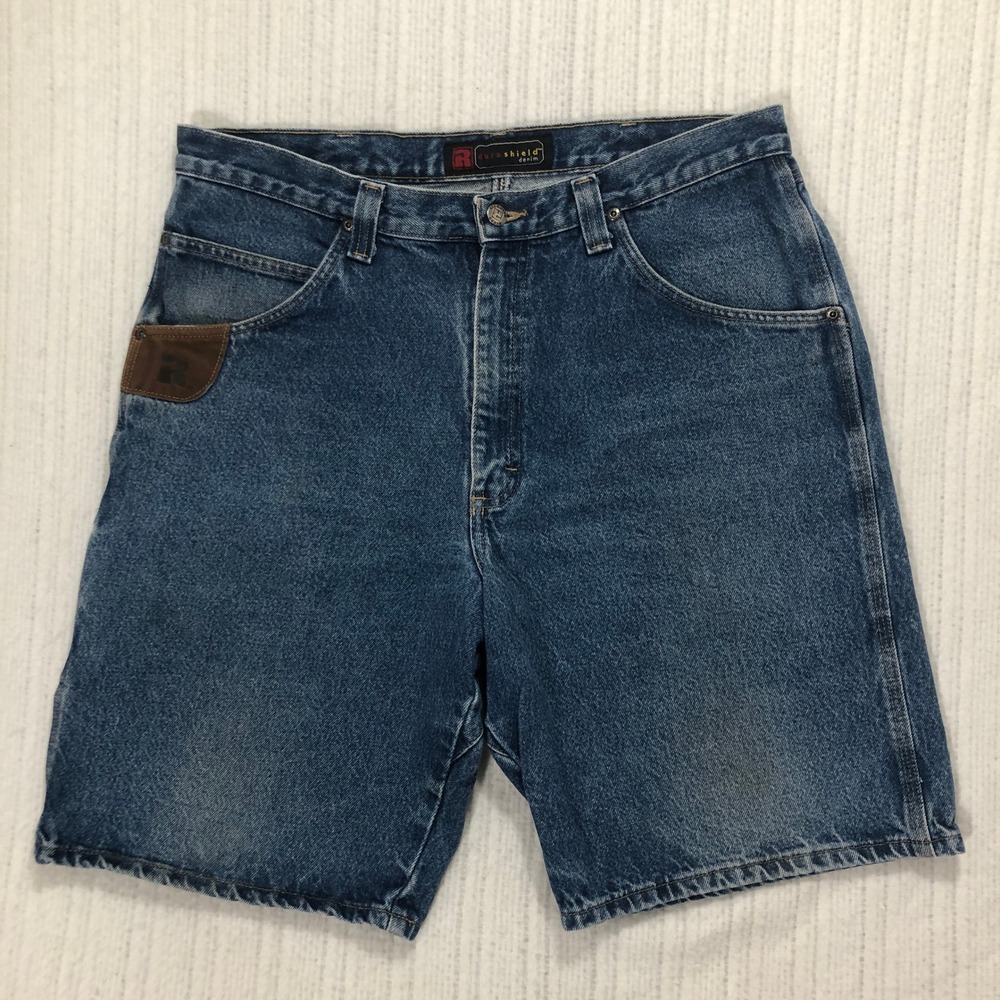 Rugged‎ Shield Carpenter Denim Shorts Pockets Utility Blue Size 36